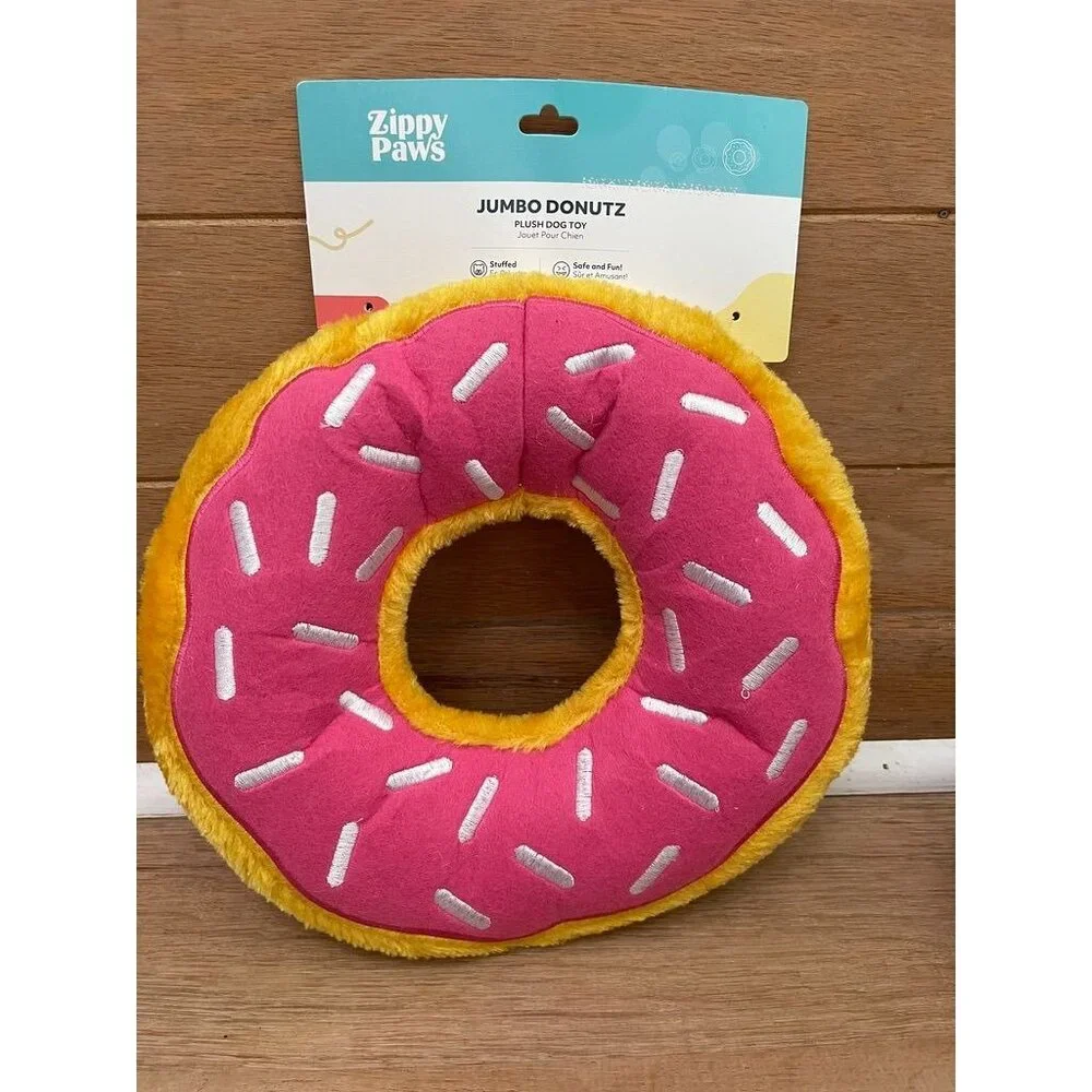 NWT ZippyPaws Jumbo Donutz Plush Dog Toy - Fun & Safe Stuffed Toy For Pets